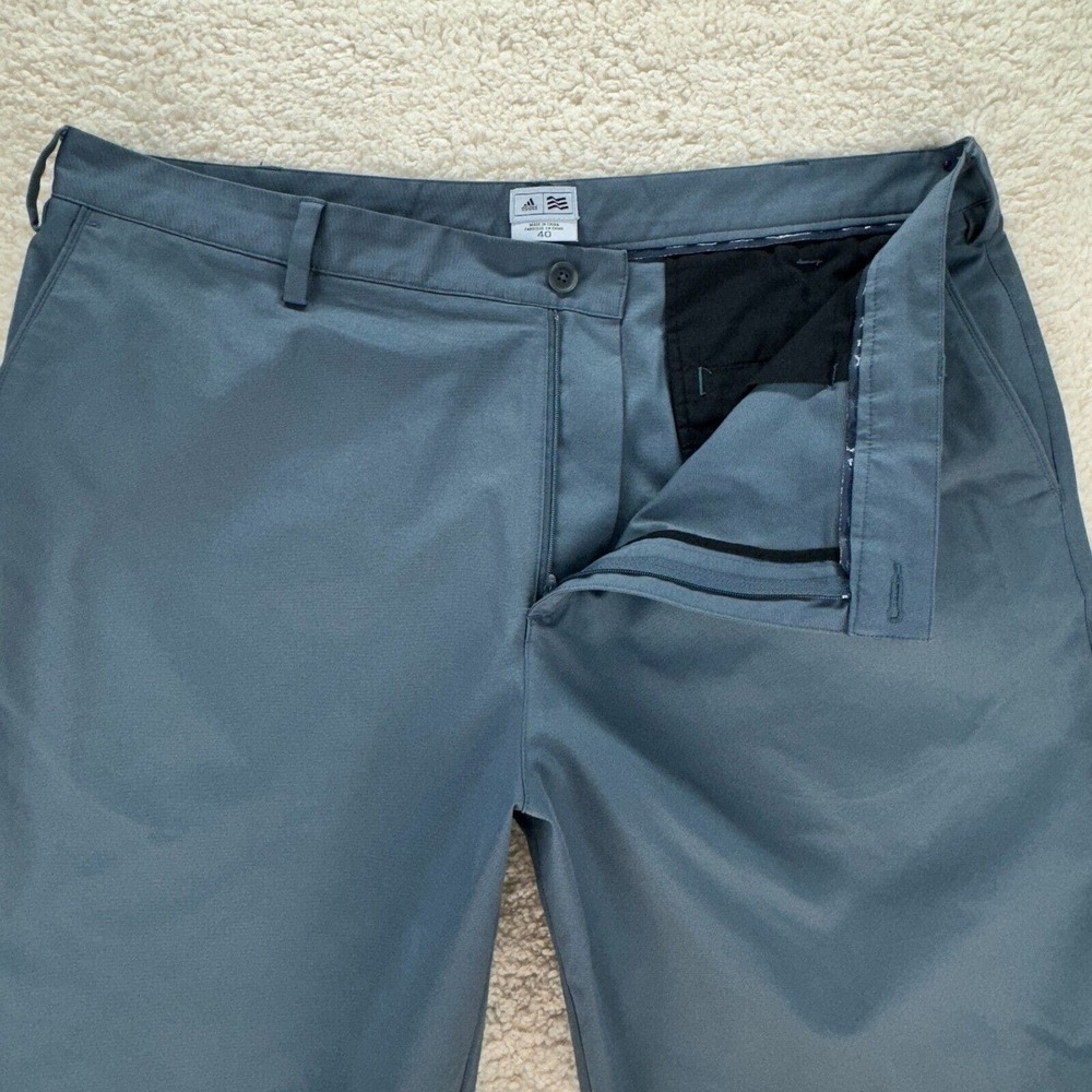 Adidas Golf Shorts Mens 40 Blue Chino Flat Front Casual Pockets Moisture Logo - Picture 3 of 12